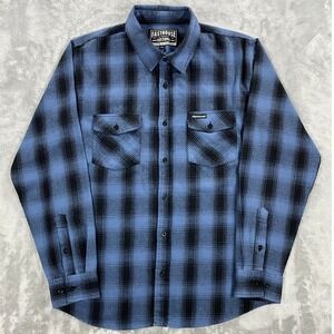 Fasthouse‎ Saturday Night Special Flannel Shirt Men XL Blue Plaid Motocross Surf